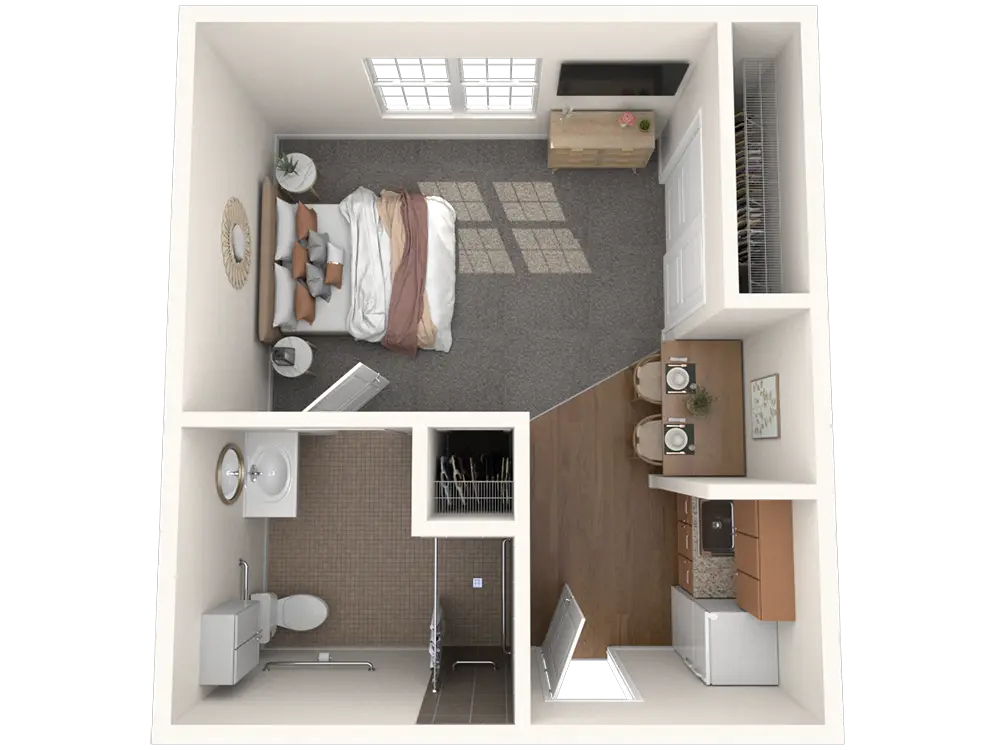 South Lyon_Assisted Living Studio_347 SF Photo of a floor plan in Kinwell Senior Living at South Lyon