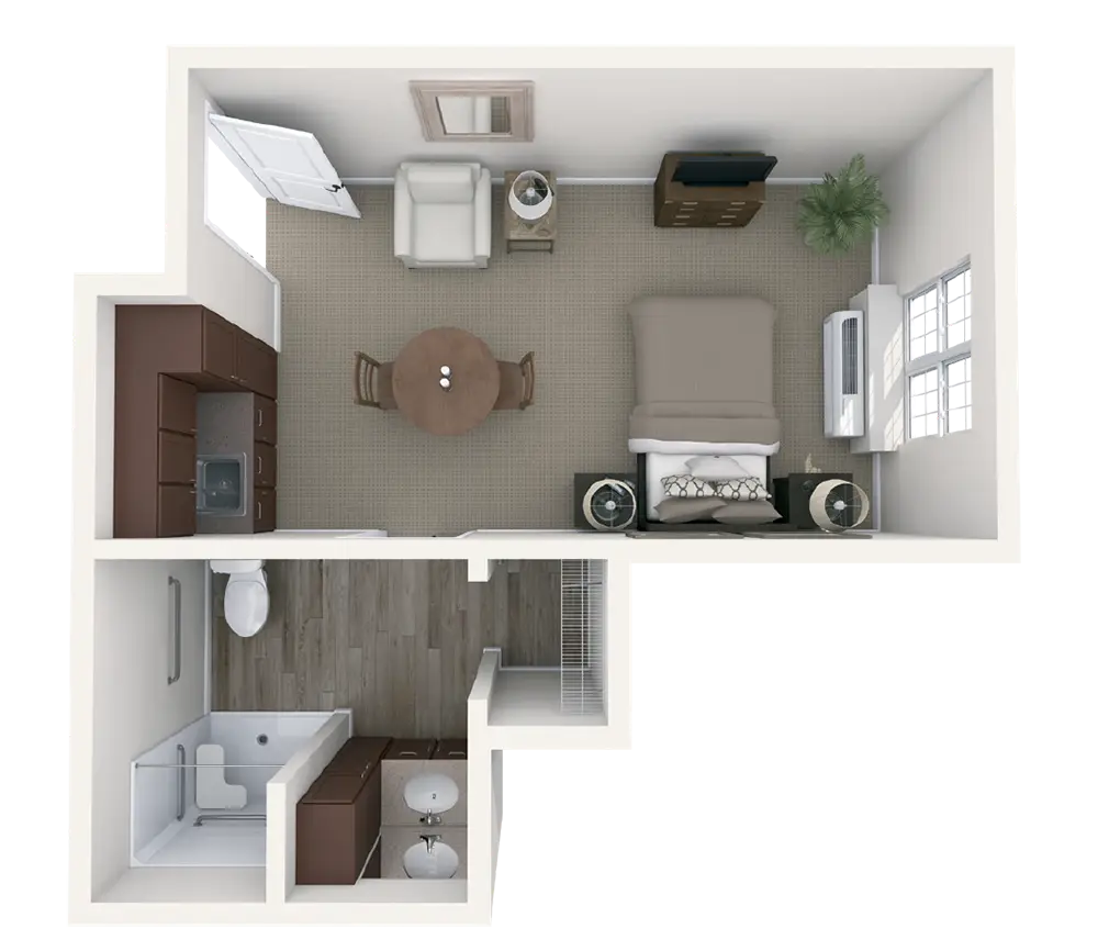 AL Studio_380 sq. ft. Photo of a floor plan